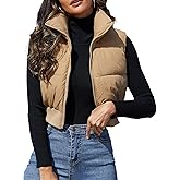 Dqbeng Womens Cropped Puffer Vest Zip Up Sleeveless Jacket Lightweight Stand Collar Quilted Winter Outerwear