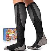 Lalapapa Comfortable Cotton Compression Socks for Women Men - 20-30mmHg Breathable Arch Support Socks for Flying Nurse
