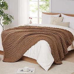 L'AGRATY Chunky Knit Blanket - Soft Chenille Yarn