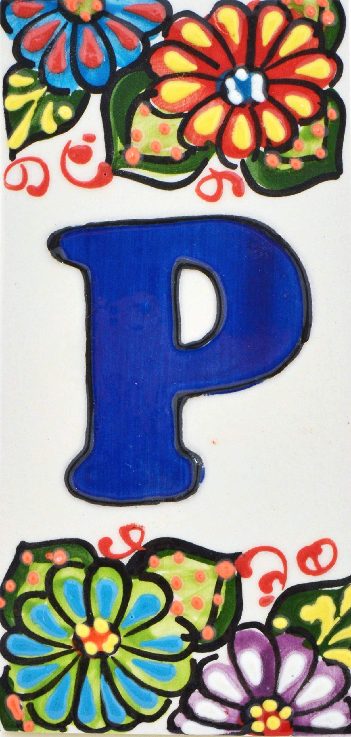 House letters 6 inch. Handpainted house letter tiles for signs, addresses and names. Address numbers for houses. House address numbers and letters. Design Design GARDEN 5,71" x 2,76" (LETTER "P")