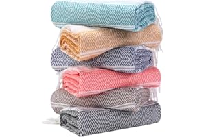 GENOVEGA 6 Packs Oversized Cotton Turkish Beach Towels Set Bulk 74"x38" Extra Large Sand Free Quick Dry Absorbent Pool Swim Bath Camping Towel Travel Blanket Adult Essentials Cruise Accessories Vacation Stuff