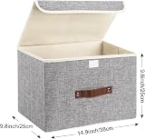 TYEERS Collapsible Fabric Storage Box with Lid 38x25x25 cm Set of 3 Grey view 2