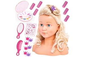 Bayer - Super Model Hairdressing Head with Cosmetic - Make-up, Hair Accessories - Blonde - 10.5” - Age 3+ - 90005AB