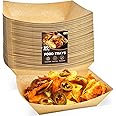ZORRITA 3 Lb Paper Food Trays - 50 Pack Disposable Nacho Trays, Kraft Paper Food Boats Taco Holders Party Serving Baskets for Hot Dogs Snacks Tacos Fries
