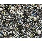Perlin Glass Seed Beads 2mm 3mm 4mm Round Pony Beads Pack of 3000 Mixed Size, Colour Mix for Jewelry Making Earrings Bracelets Pendants Waist DIY Handmade (Black)