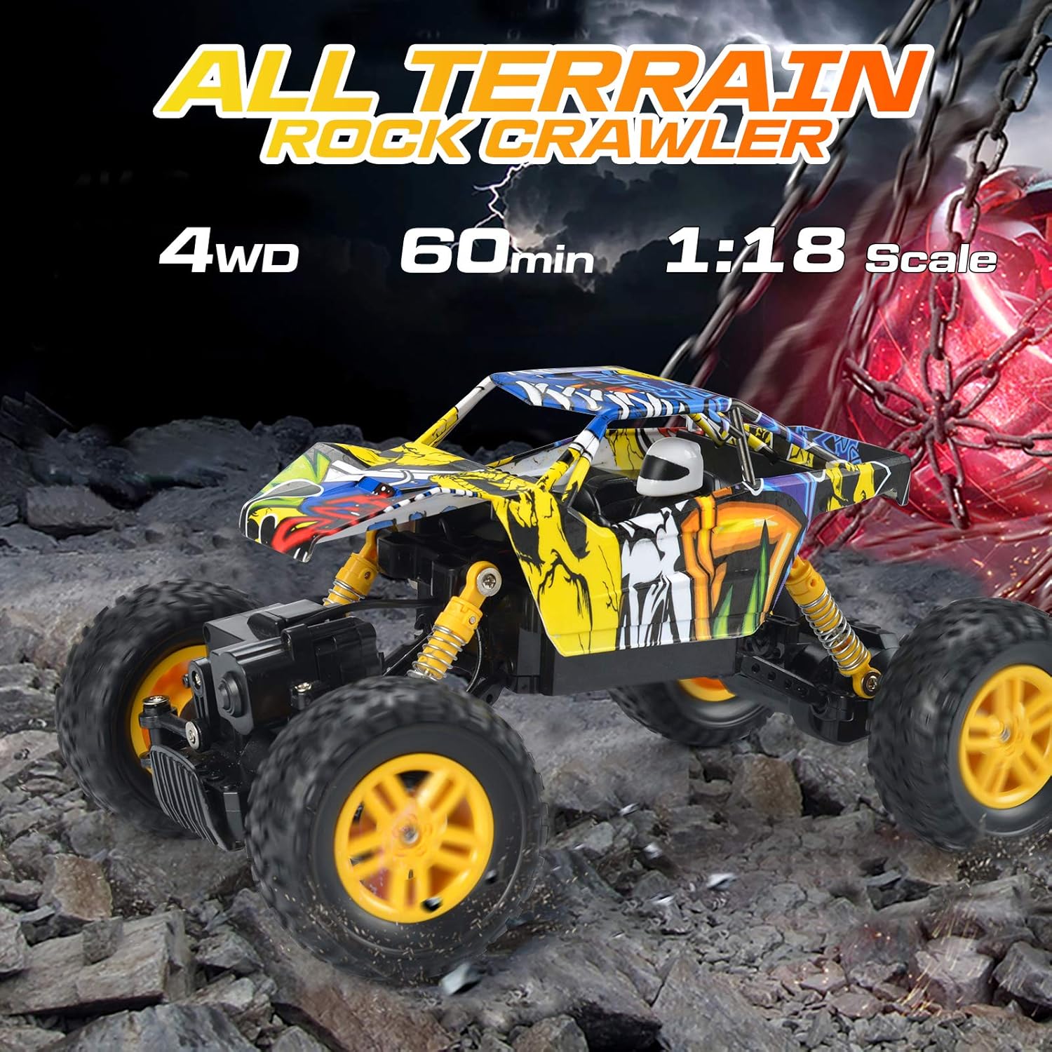 DOUBLE E Remote Control Car 4WD RC Car All Terrains Electric Toy Off Road Remote Control Monster Truck Vehicle Crawler with Two Rechargeable Batteries for Boys Kids and Adults: Toys & Games