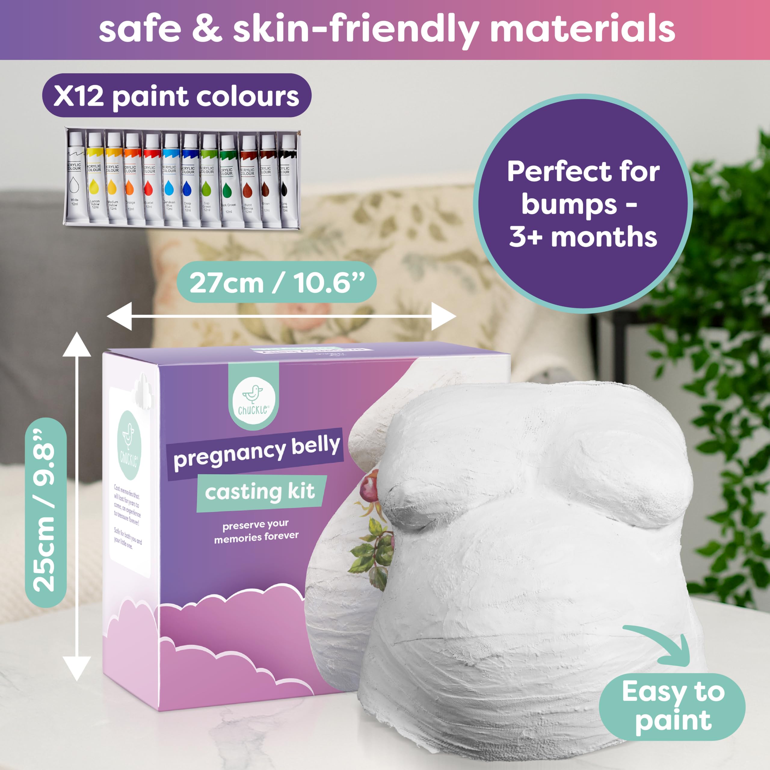 chuckle - Belly Casting Kit – Create a Beautiful 3D Pregnancy Keepsake, Easy DIY Belly Mold for Expecting Moms, Celebrate Your Journey into Motherhood