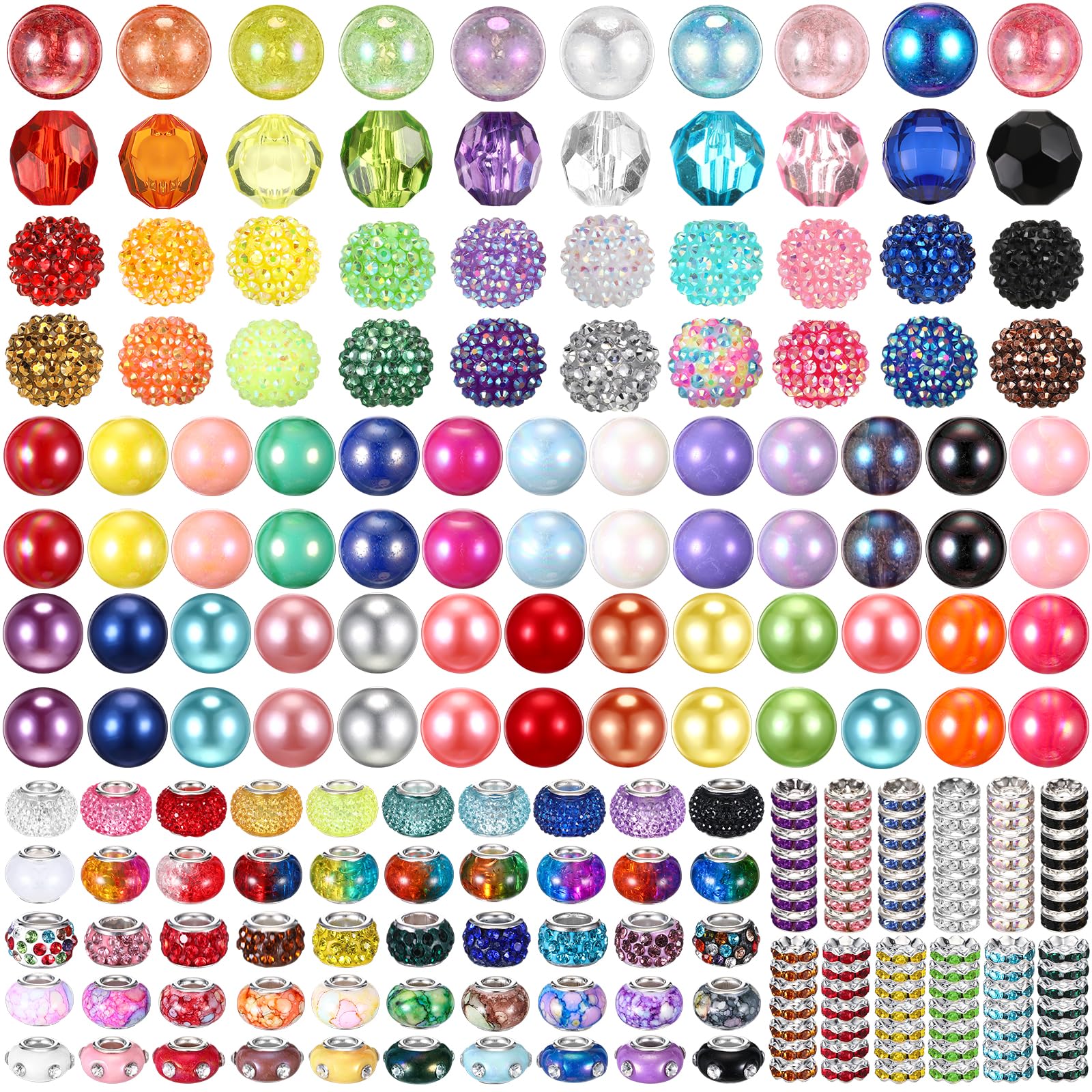 Photo 1 of Huquary 270 Pcs Beads for Pens Rhinestone Bubblegum Beads Mixed Crystal Resin Sugar Chunky for Beadable Keychains DIY Craft Jewelry Making Supplies