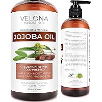 Jojoba Oil - 16 oz (With Pump) | 100% Pure and Natural | Golden, Unrefined, Cold Pressed, Hexane Free | Moisturizing Face, Ha