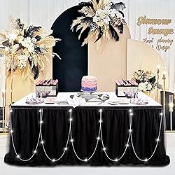 Table Skirt Baby Shower Black Rectangle Tulle Table