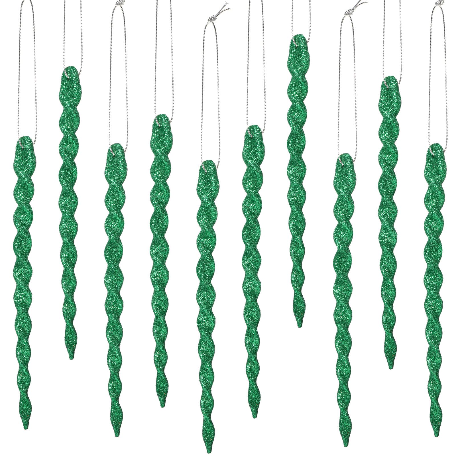 30 Pieces Plastic Icicle Twisted Plastic Icicle Christmas Ornaments Icicle Decoration Christmas Tree and Holiday Xmas Party Wedding Hanging (Dark Green,7.8 Inch)