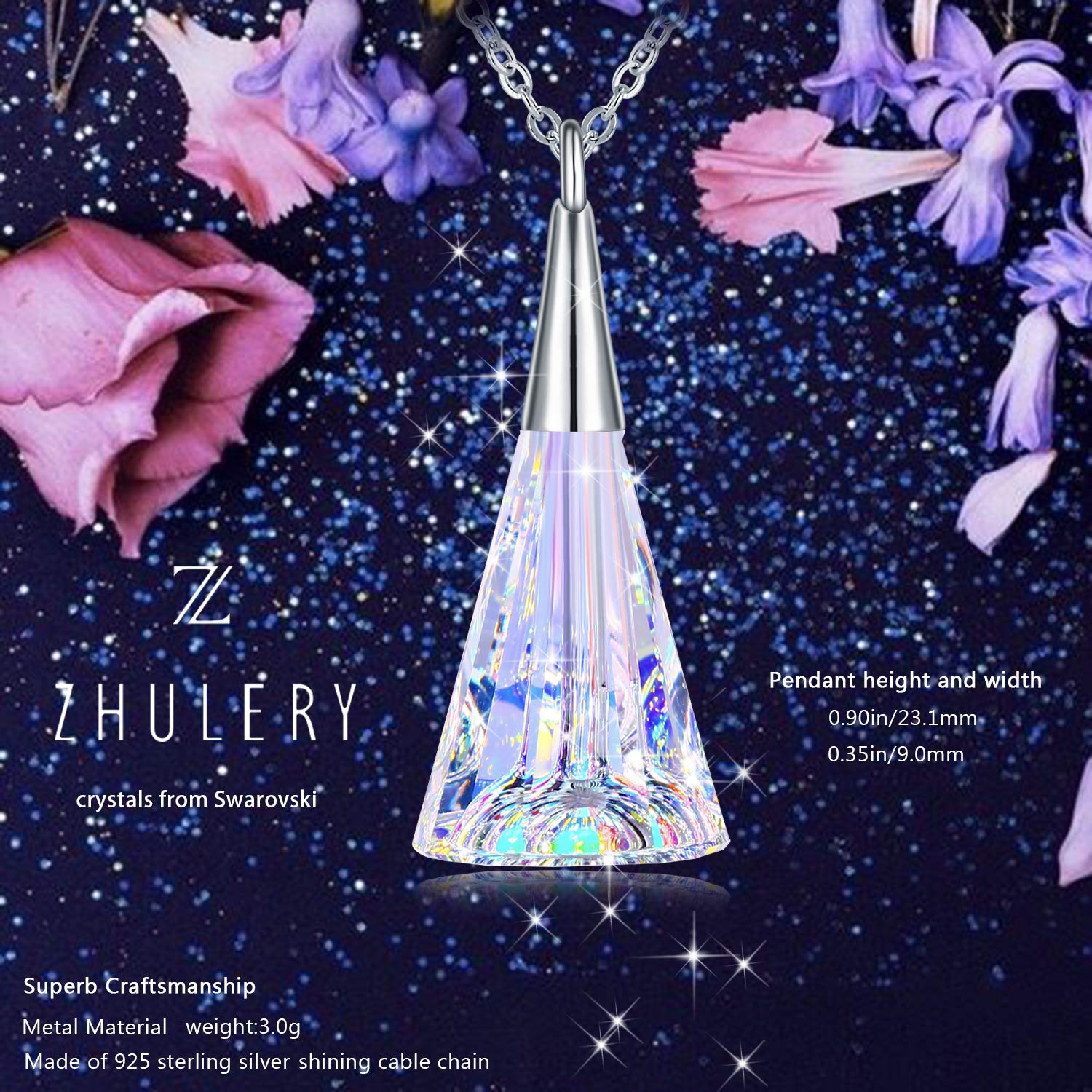 ZHULERY Sterling Silver Pendant Necklace for Women Girl Fashion Jewellery Comes with Gift Box