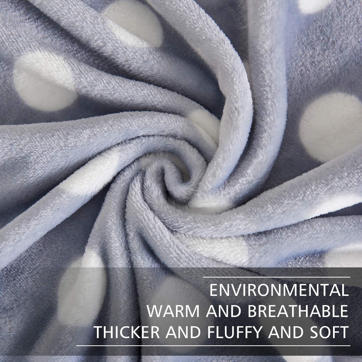 DAKANG Plush Throw Blanket, Fleece Throw for Couch 50" x 60" - Soft Microfiber Cozy Lightweight Printed All Season Bed Throw Blanket, Polka Dot Grey: Home & Kitchen