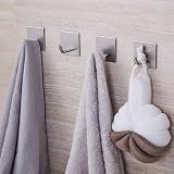 JS Self Adhesive Hooks Stainless Steel 4 Pack - No Drill Towel Robe Coat Holder view 2