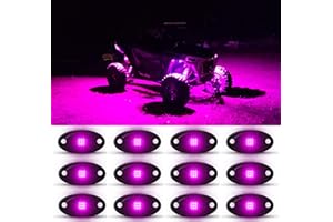 RENMAII-LIGHT Rock Lights Pink with Light Purple 12 Pods Pure Pink LED Rock Lights IP68 Waterproof 47inch Extension Wires for Trucks UTV ATV SUV Boat Pickup Car Fender Exterior Lighting Kit