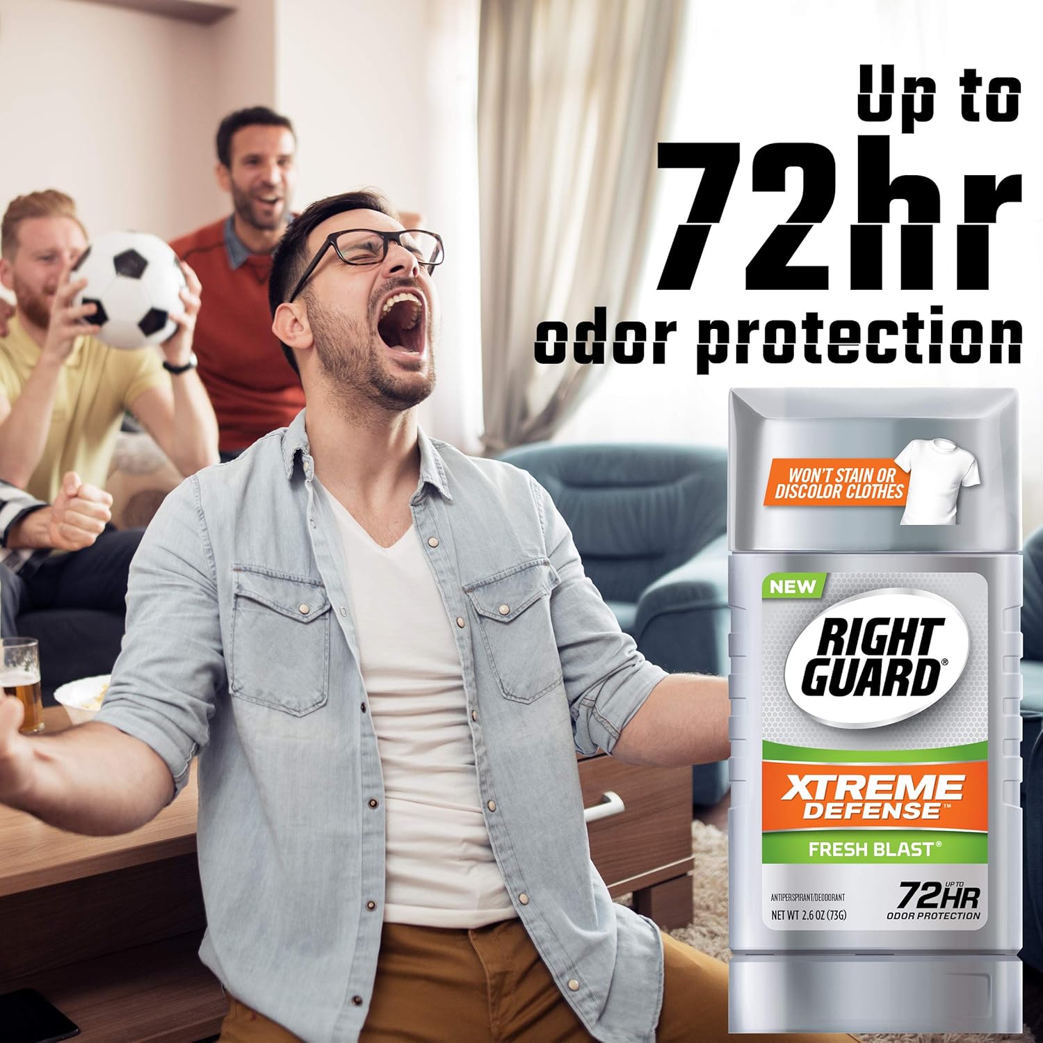 Right Guard Xtreme Defense Antiperspirant Deodorant Invisible Solid Stick, Fresh Blast, 2.6 Ounce (4 Count) : Beauty