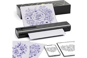 COLORWING Tattoo Stencil Printer, TP83 upgrade wireless tatoo printer with 10pcs transfer paper, professional Tattoo Printer Compatible With Smartphones & PC