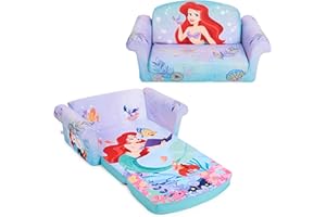 Marshmallow Furniture, Children's 2-in-1 Flip Open Foam Compressed Sofa, Disney's The Little Mermaid