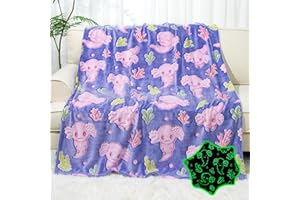 IEOEO Glow in The Dark Axolotl Blanket Cute Throw Blanket Axolotl Gifts Toy for Kids Girls Adult Axolotls Stuff Axolotl Decor