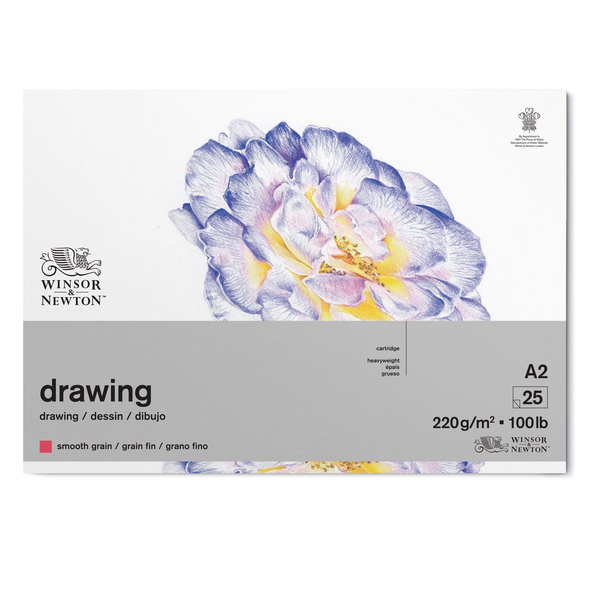 Winsor and Newton 6689743 Drawing Smooth Pad, A2 Size, 25 Sheet, 220gsm, Pack of 3 — image 1