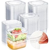 Yiyiring 50 Pack 8 oz Tamper Proof Clear Deli Containers with Lid Disposable Square Plastic Deli Sandwich Tiramisu Airtight Meal Container for Refrigerator Dishwasher Microwave Take out Kitchen