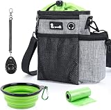 pecute Large Dog Treat Pouch Bag Water Bottle Holder Grey 5 Pockets