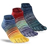 OrrinSports Toe Socks for Men Women 3 Pairs Ankle Running Socks Cotton Breathable Five Finger Socks