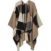 Women Shawl Wrap Poncho Cape Oversized Cardigan Open Front Coat Warm Scarf for Fall Winter