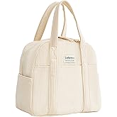 belaven Insulated Lunch Bag for Women, 6-Hour Cold Retention Cooler Tote with Sturdy Handle, 15-Can Spacious Capacity, Leakproof Corduroy Fabric & Aluminum Foil Lining, (Beige)