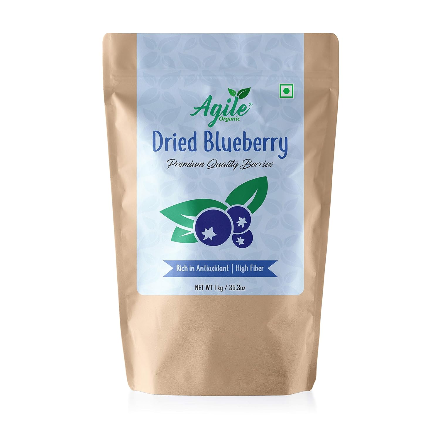 Agile Organic Whole Dried Blueberries 1kg Unsweetened Unsulphured
