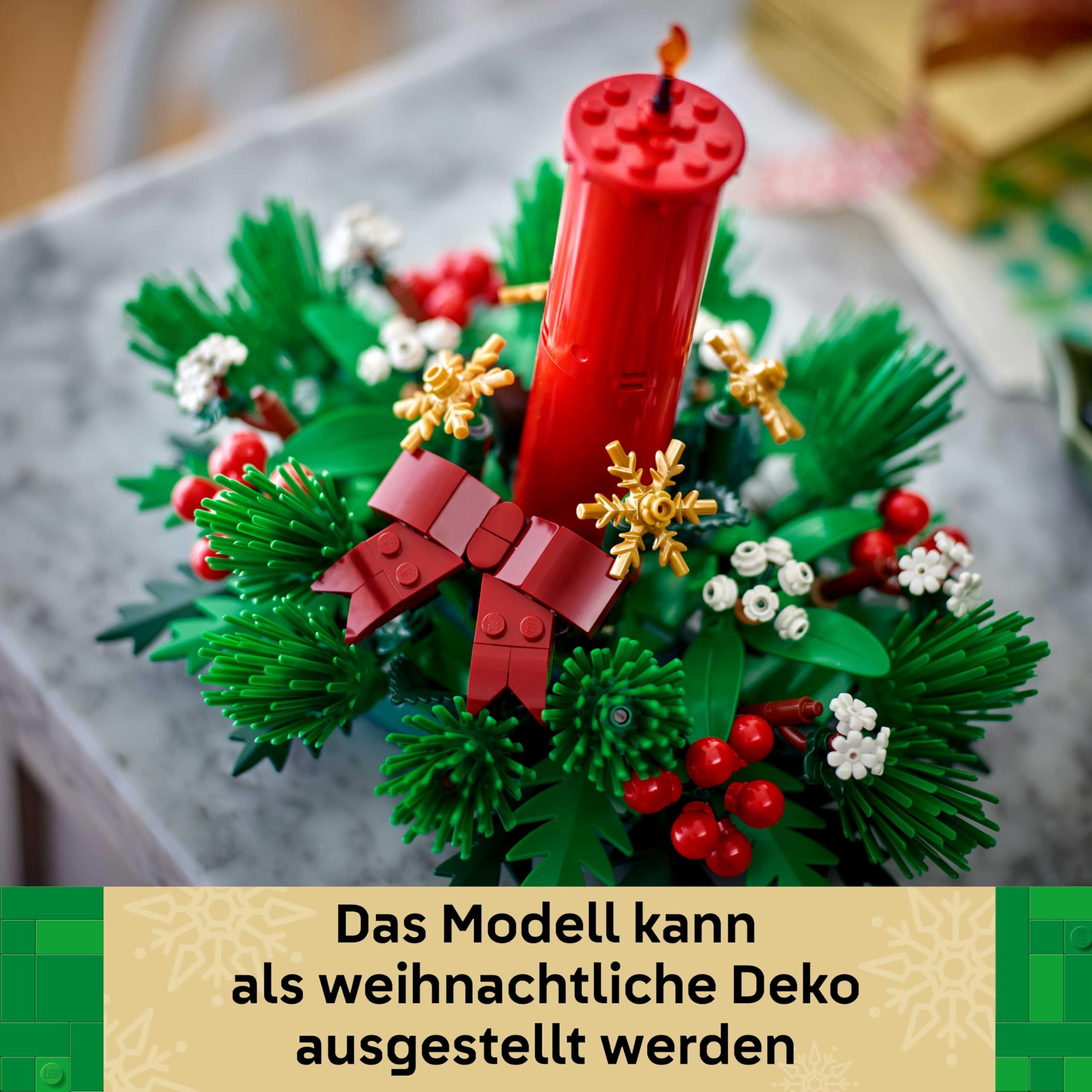 LEGO Weihnachtsgesteck - DIY Tischdeko und Kerzenständer mit Beeren, Sternen, Laub - Bastelset für Kinder & Familie - Geschenk zu Weihnachten für Mädchen und Jungen ab 12 Jahren - 40743 7