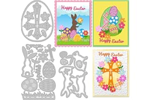 ACRNIGHEET 3 Pieces Easter Cutting Dies Happy Easter Die Cuts Easter Egg Cutting Dies for Card Making Metal Die Cuts Easter Craft Dies Cut Stencils for DIY Paper Craft Card Making Scrapbooking Album