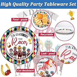 100Pcs Derby Day Plates and Napkins Party Supplies