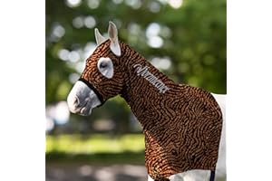 Horzmetnex Horse Stretch Hood Without Ears with Dual-Sided Reflective Letters,Safety Night Visibility,Lycra Mane Protector, Horse Hood, Mane Protection, Show Prep, Training (Jungle Stripes, L)