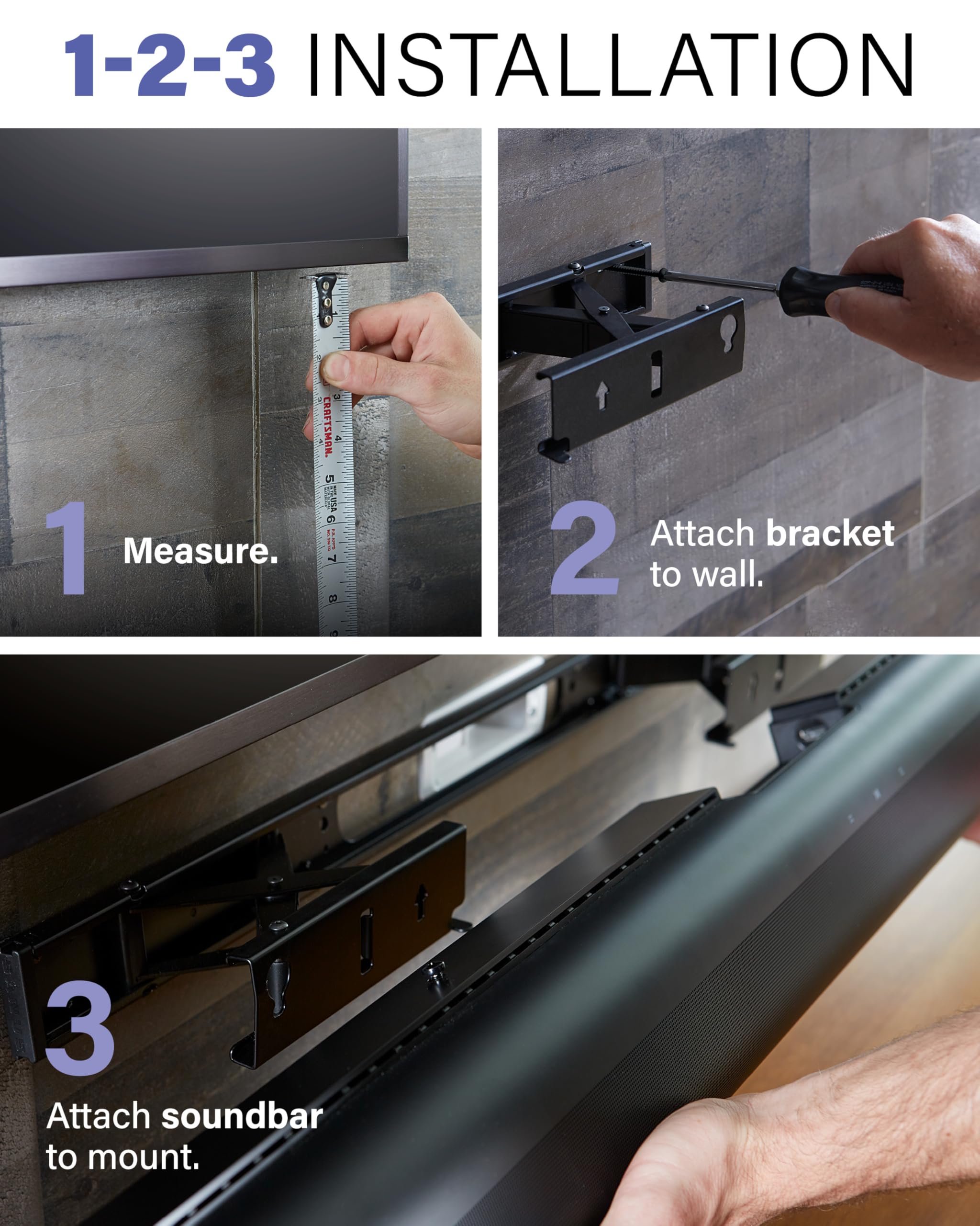 SANUS Extendable Soundbar Wall Mount for Sonos Arc & Sonos Arc Ultra Soundbar – 5” Depth Adjustment Optimized for Dolby Atmos - Black Speaker Mount