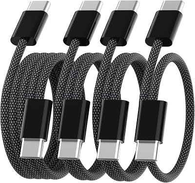 USB C auf USB C Kabel 60W：[2M+1M+1M+0.5M] 4Stück Ladekabel USBC USBC Schnellladekabel Nylon Datenkabel USB Typ C Ladekabel Kompatibel mit iPhone 17 16 15 Galaxy S26 S25 S24 S23 iPad MacBook