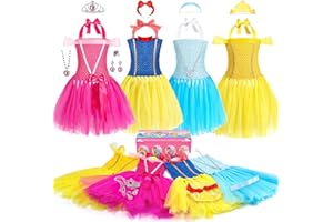 BIBUTY Kids Princess Dress Up Clothes for Little Girls, Pretend Play Princess Costume Set Toy Gifts for 3-6 Little Girls