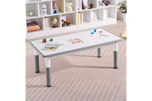 GITAWUSA Adjustable Kids Table, Arts and Crafts Child Table with Graffiti Desktop, 7 Level Height Adjustable Children Table for Ages 3-8, Easy to Wipe Toddler Desk for Classrooms/Daycares/Homes
