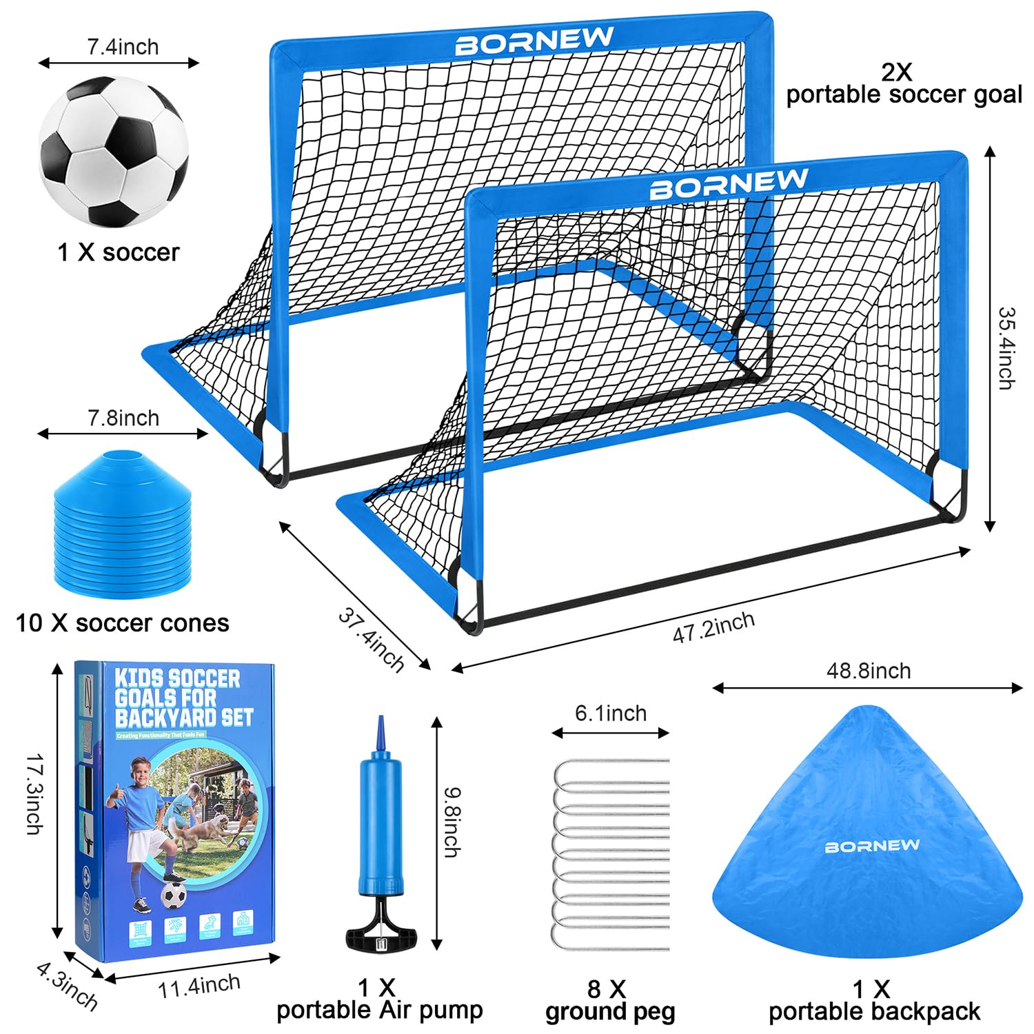 Kids Soccer Goal for Backyard Set - 2 Set of 6X4 / 4X3 ft Toddler Soccer Nets Training Equipment, Soccer Ball, Pop Up Portable Soccer Set for Kids and Youth Games and Training Goals Ages 3-16 Gift