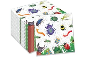 OXYLIPO 40Pcs Insect Dessert Napkins Ladybug Dragonfly Lunch Dinner Tableware Disposable Paper Napkin Set for Insect Themed Wedding Birthday Baby Shower Party Supplies Decoration