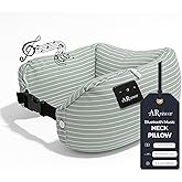 ARniwer Bluetooth Music Microparticle Neck Pillow Wireless Bluetooth Speaker Suitable Airplane,Bus,Train,Car,Office,Outdoor Camping. The Best Travel Essentials. (Green Stripes)