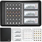 400-Pocket Fireproof Coin Collection Book &amp; 36 Paper Money Organizer Binder | Coin Collection Album Holder for Coin Currency Collection Supplies,Pennies,Bill,Tokens,Badges, Collectors
