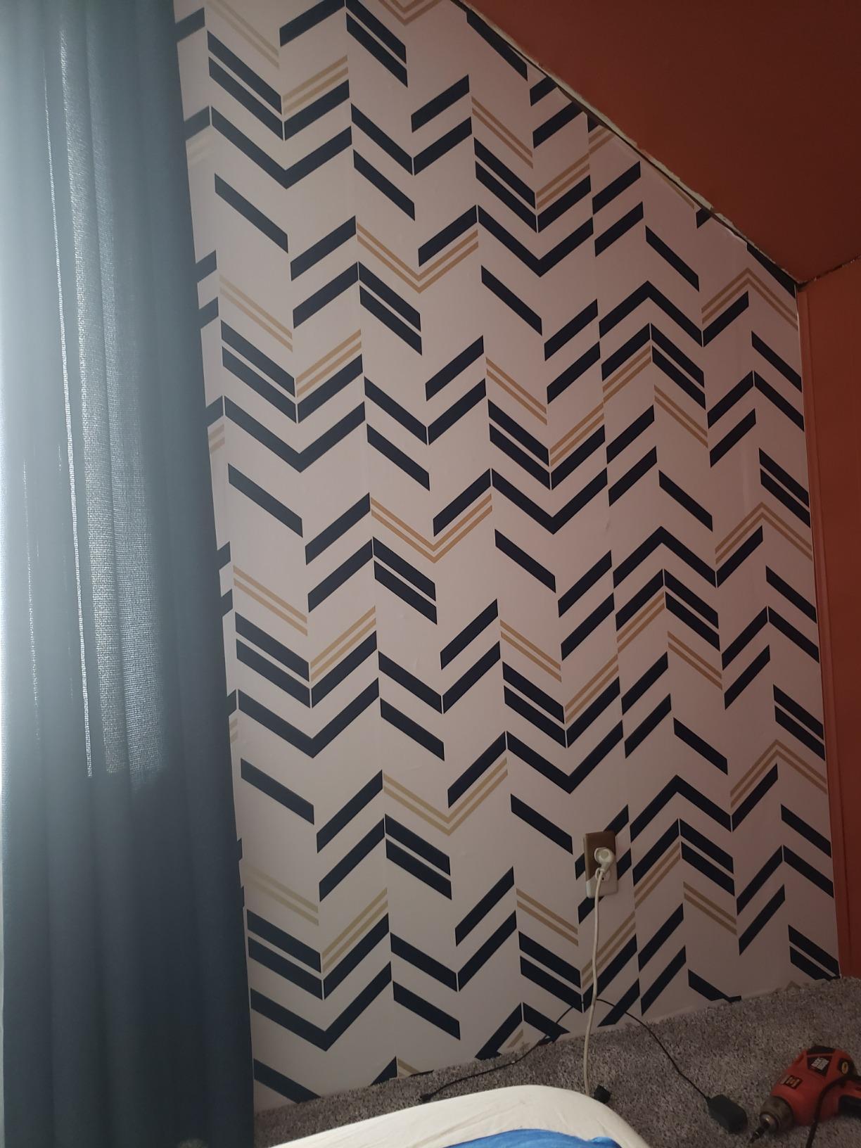 6/mo Finance RoomMates RMK9002WP Blue and Metallic Gold Chevron