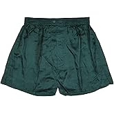 INTIMO Men's Classic Diamond Pattern Silk Boxers (Hunter Green, Medium)