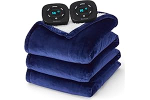 Bedsure Electric Blanket King Size - Dual Control Heated Blanket King Size, Fast Heating with 10 Time Settings & 10 Heat Sett