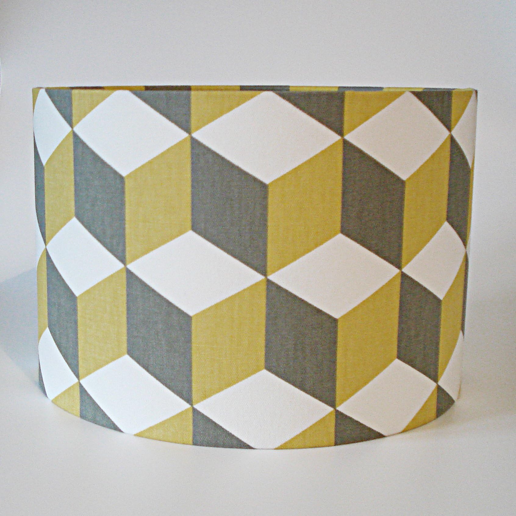 RAW DESIGN UK LTDMUSTARD & GREY GEOMETRIC FABRIC CEILING LIGHT OR LAMPSHADE