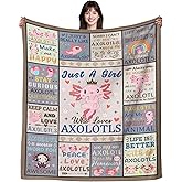 MsMrMeEr Axolotl Blanket Gifts for Girls Kids Adults,Axolotls Merch Stuff Animal Throw Blankets,Salamander Gifts for Axolotls Lover Women Teens 50"x40"