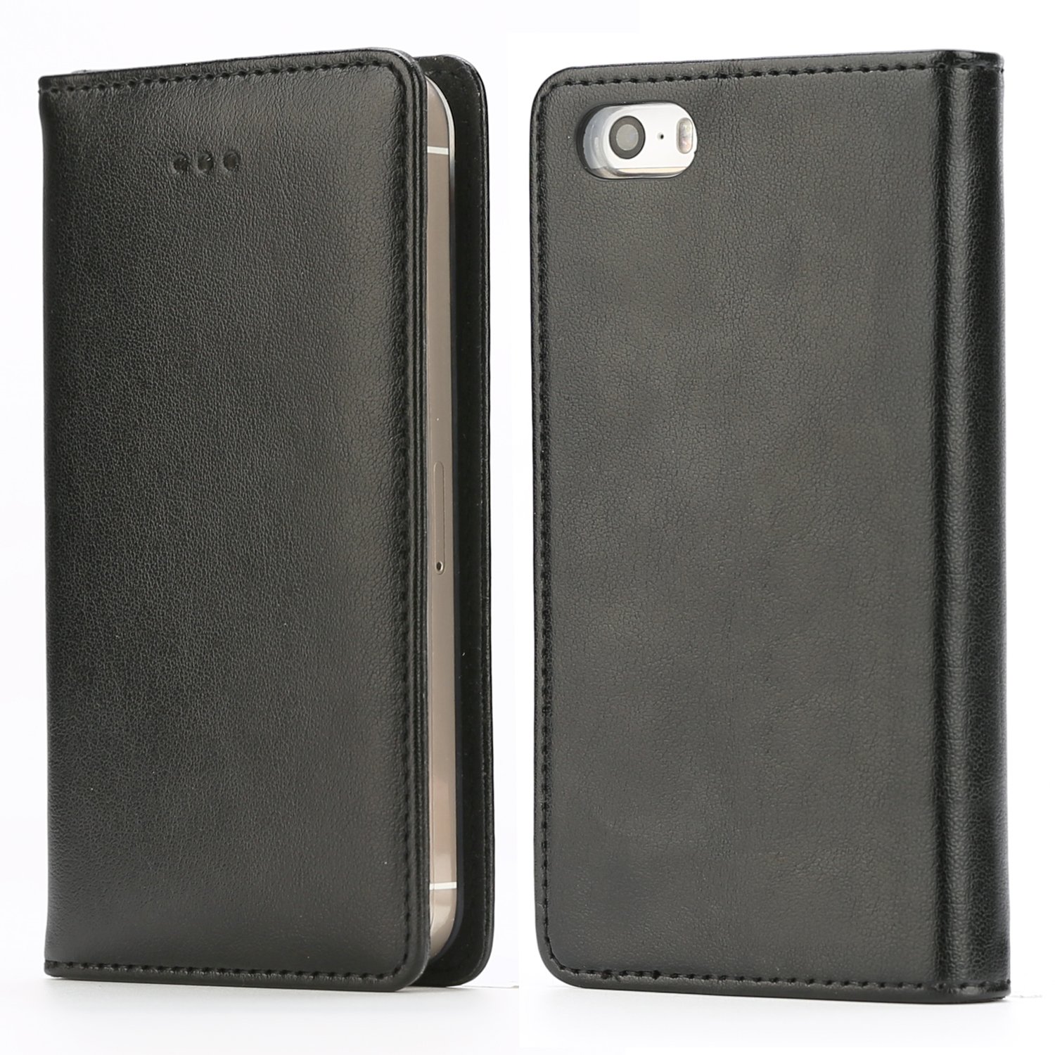 Funda iPhone S IPHOX iPhone SE Carcasa Libro de Cuero Con Tapa