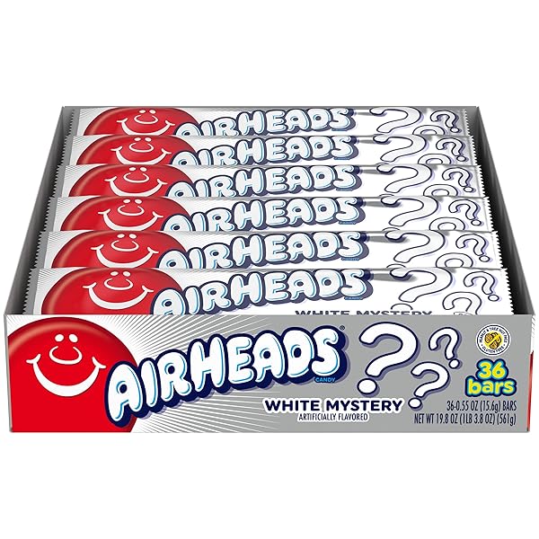 AIRHEADS CANDY INDIVIDUALLY WRAPPED BARS, WHITE MYSTERY, PARTY, 0.55 OUNCE
