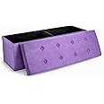 Sorbus Storage Ottoman Bench – Collapsible/Folding Chest with Cover – Perfect Toy and Shoe, Hope Chest, Pouffe Seat, Foot Rest, – Contemporary Faux Suede (Purple)